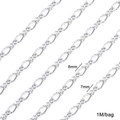 Silver stainless steel Figaro chain 7mm and 8mm widths for DIY jewelry making - 1 Meter/Pack / 3X5X6 Square Wire Twist Figure-8 Chain
