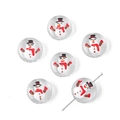 Handmade clear glass round bead featuring a festive snowman design for DIY jewelry - Red Scarf Snowman Bead (#21) / 1 Piece