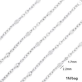 1.7mm silver stainless steel chain with 2.2mm zircon rings for DIY jewelry making - 1 Meter/Pack / 0.4 Cross Point Chain