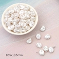 Weiße barocke ABS-Perlen in unregelmäßiger Form 12.5x10.5mm für DIY-Schmuckherstellung - Linsenförmige künstliche Perle