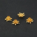 Set of four gold filigree hollow flower bead caps for DIY jewelry and hair accessory making - 3-Layer Multi-petal Bead Cap Electroplated Gold