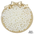 Vintage white acrylic pearl beads with rose floral carving for DIY jewelry making - 6mm (30g/Pack) / Pearl White