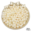 Pack of 150 cream ivory acrylic rose beads 8mm with pearl finish for DIY jewelry making - 8mm (30g/Pack) / Pearl Cream
