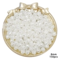 8mm white acrylic rose beads with pearl finish for DIY jewelry making, 150 pieces pack - 8mm (30g/Pack) / Pearl White