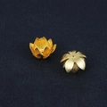 Golden lotus flower bead caps for DIY jewelry making with detailed petal texture - 3-Layer Lotus Bead Cap Electroplated Gold