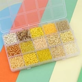 15-compartment organizer box with yellow and gold glass seed beads for DIY jewelry making - Yellow Series (15 Grid Box)
