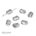 Bright silver irregular CCB beads for DIY jewelry making, 16x11mm smooth pebble spacers - Style #08 / 20 Pieces/Pack (16x11mm) / Silver