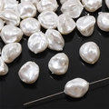 Baroque style white heart shell pearl beads for DIY handmade jewelry crafts - Starfruit Shape (Straight Hole) / Aperture approx 0.8mm, 2 Pcs/Pack / White