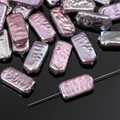 Iridescent rectangular lavender DIY loose beads with ripple texture for jewelry - Long Irregular (Straight Hole) / Aperture approx 0.8mm, 2 Pcs/Pack / Purple