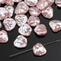 Pink baroque irregular pearl beads with iridescent luster for DIY jewelry making - Irregular (Straight Hole) / Aperture approx 0.8mm, 2 Pcs/Pack / Pink