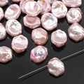 Pink baroque heart pearl beads with iridescent luster for DIY jewelry making - Concave Round Irregular (Straight Hole) / Aperture approx 0.8mm, 2 Pcs/Pack / Pink