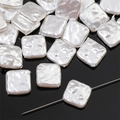 Iridescent square baroque faux pearl beads for DIY necklace and bracelet jewelry making - Square (Perforated) / Aperture approx 0.8mm, 2 Pcs/Pack / White