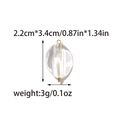 Macro detail of transparent geometric pendant with dimensions and gold needle attachment - Oval Shape (TP2016-02)