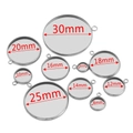 Set de bases redondas de acero inoxidable para colgantes en 10 tamaños de 6 a 30 mm - Diámetro Interior 6mm / Plateado