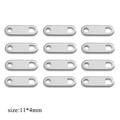 Set of 12 silver stainless steel connector tags for DIY jewelry making size 11x4mm - Blank Zipper Style / Steel