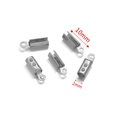 Σετ 5 τερματικά από ανοξείδωτο ατσάλι 10x2mm με κρίκο για DIY κατασκευή κοσμημάτων - Χρώμα Ατσαλιού - Εσωτερικό 2mm