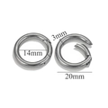 Polished silver stainless steel spring ring fastener with 14mm inner diameter and 20mm outer size - Round 20mm / Steel