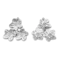 Three linked floral charms in silver-tone stainless steel for DIY jewelry making - Silver (TP1234-01)