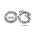 Two-piece set of silver stainless steel spring ring clasps for jewelry with 11mm inner diameter - Round 16mm / Steel