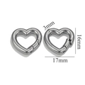 Boucle à ressort en forme de cœur argenté 17x16mm pour sacs et bijoux artisanaux - Cœur 17mm / Acier