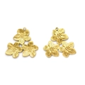 Golden stainless steel triple flower pendant with detailed radial texture for DIY jewelry - Gold (TP1234-02)