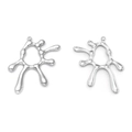 Pair of silver hollow liquid metal style sun pendants in polished stainless steel - Silver Style (TP1368-01)