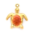 Schildkröten-Anhänger aus 304 Edelstahl mit orangefarbenem Harz für DIY-Schmuck - Rot