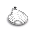 3D solid shell pendant in silver stainless steel for DIY necklaces and jewelry making - Silver (TP1388-01)
