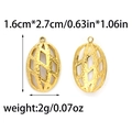 Hammered texture gold oval hollow football charms made of 304 stainless steel, 1.6x2.7cm - Gold Style (TP1370-02)
