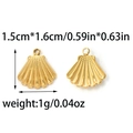 Pendentif coquillage doré en acier inoxydable 304 avec texture radiale pour bijoux DIY - Style Coquille Saint-Jacques Dorée (TP1232-02)