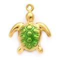 Goldener 304 Edelstahl Meeresschildkröten-Anhänger mit grüner Emaille für DIY-Schmuck - Grün