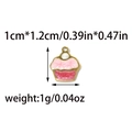 Cupcake pendant in gold stainless steel with pink and red enamel for DIY jewelry - Pink Cupcake (TP1441-02-pink)