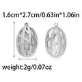 Silver hollow mesh oval pendant for DIY jewelry, 1.6cm by 2.7cm stainless steel charm - Silver Style (TP1370-01)