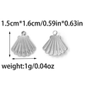 Pendentifs coquillages en acier inoxydable 304 argenté pour création de bijoux - Style Coquille Saint-Jacques Argentée (TP1232-01)