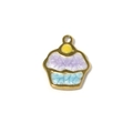 DIY cupcake charm pendant with golden edges and yellow enamel for jewelry making - Purple Cupcake (TP1441-02-purple)