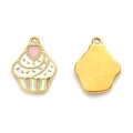 Cute cupcake pendants made of 304 stainless steel with colorful enamel finish - White Heart Cupcake (TP1427-02-white)