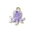 Schattige octopus hanger van paars emaille met goudkleurige roestvrijstalen rand - Paars (TP1438-02-purple)