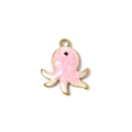 Roze octopus hanger in goud roestvrij staal voor doe-het-zelf sieraden maken hobby - Roze (TP1438-02-pink)