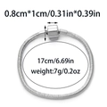 Detailed 17cm silver stainless steel snake chain bracelet with 0.8x1cm push-pull clasp - Barrel Pull Clasp Style (TP1462-01)