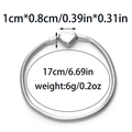 Detailed view of silver 304 stainless steel heart clasp bracelet with 17cm snake chain - Heart Clasp Style (TP1463-01)