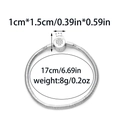 Silver snake chain bracelet 17cm circumference with detailed buckle size measurements - Round Decorative Clasp Style (TP1464-01)
