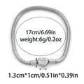 Detailed size specifications of 17cm snake chain bracelet with heart clasp closure - Exquisite Heart Clasp Style (TP1469-01)