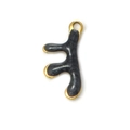 Colgante coral marino de esmalte negro y acero inoxidable dorado para joyería DIY - Negro