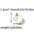 Flat round pearl bead with gold bail 1.3x1.4cm for stainless steel jewelry making - Pearl White Large (TP1562-02-big)