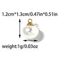 Detail showing white faux pearl pendant with gold metal cap measuring 1.2cm x 1.3cm - Pearl White Small (TP1562-02-small)