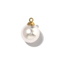 Ciondolo con perla sintetica lucida con cappuccio dorato e anello per fare gioielli - Bianco-Grande (TP1668-02-big)