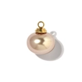 Flat round champagne pearl charm with golden metal hanging loop for DIY jewelry designs - Champagne Gold Small (TP1561-02-small)