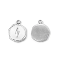 Detail of 304 stainless steel lightning bolt charms with white enamel and brushed metal finish - Silver Metal - White Enamel