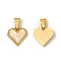 304 stainless steel heart-shaped pendant with white inlay and gold beaded edge - Gold Heart With White Inlay (TP1656-02)