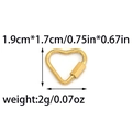 Chiusura a cuore in acciaio inossidabile dorato per gioielli fai da te, 1,9x1,7cm - Stile Grande (TP1711-02-big) / Oro